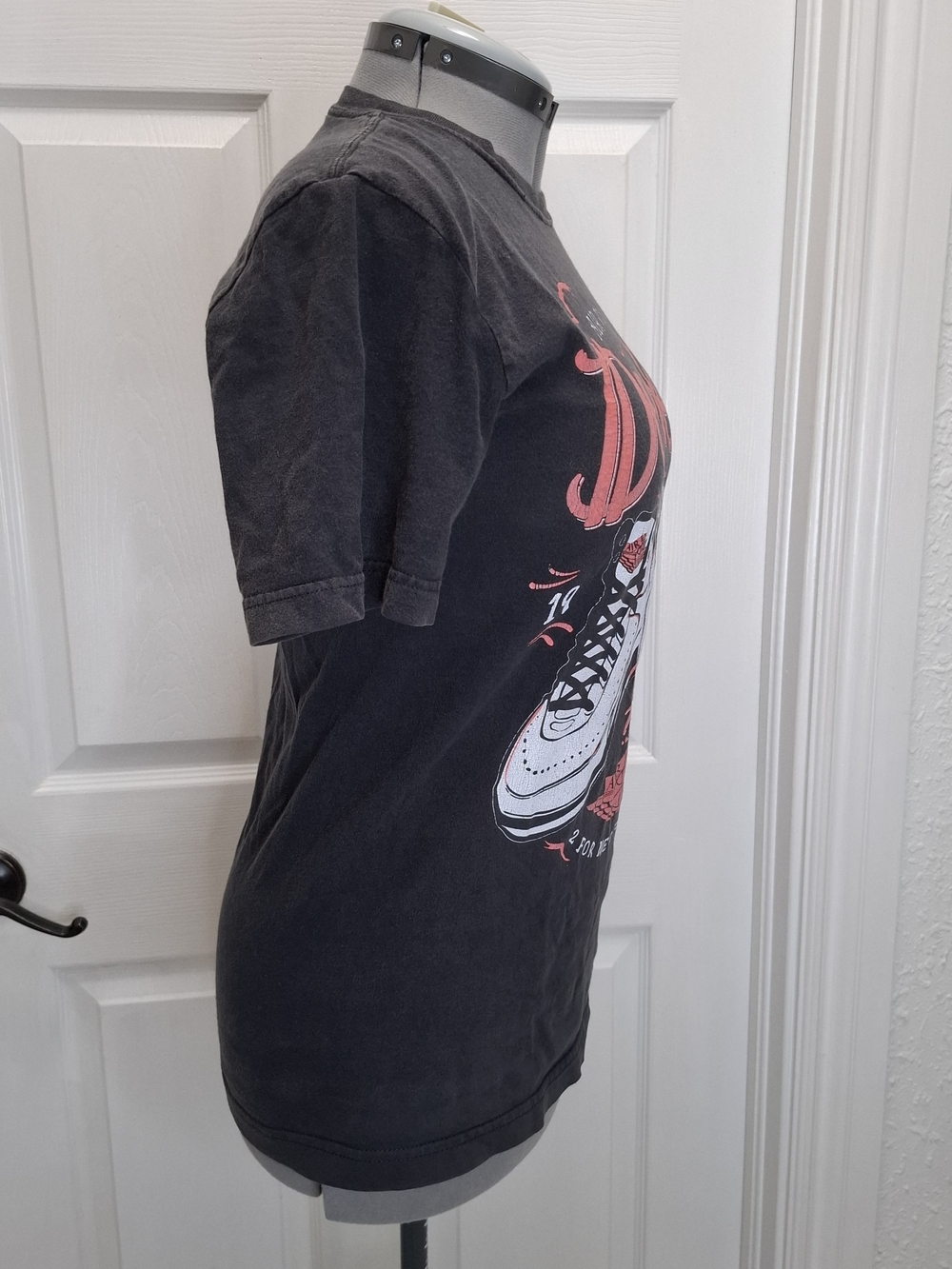 Jordan Women's Black Tee with White & Pink Sneaker Graphic - Picture 4 of 7